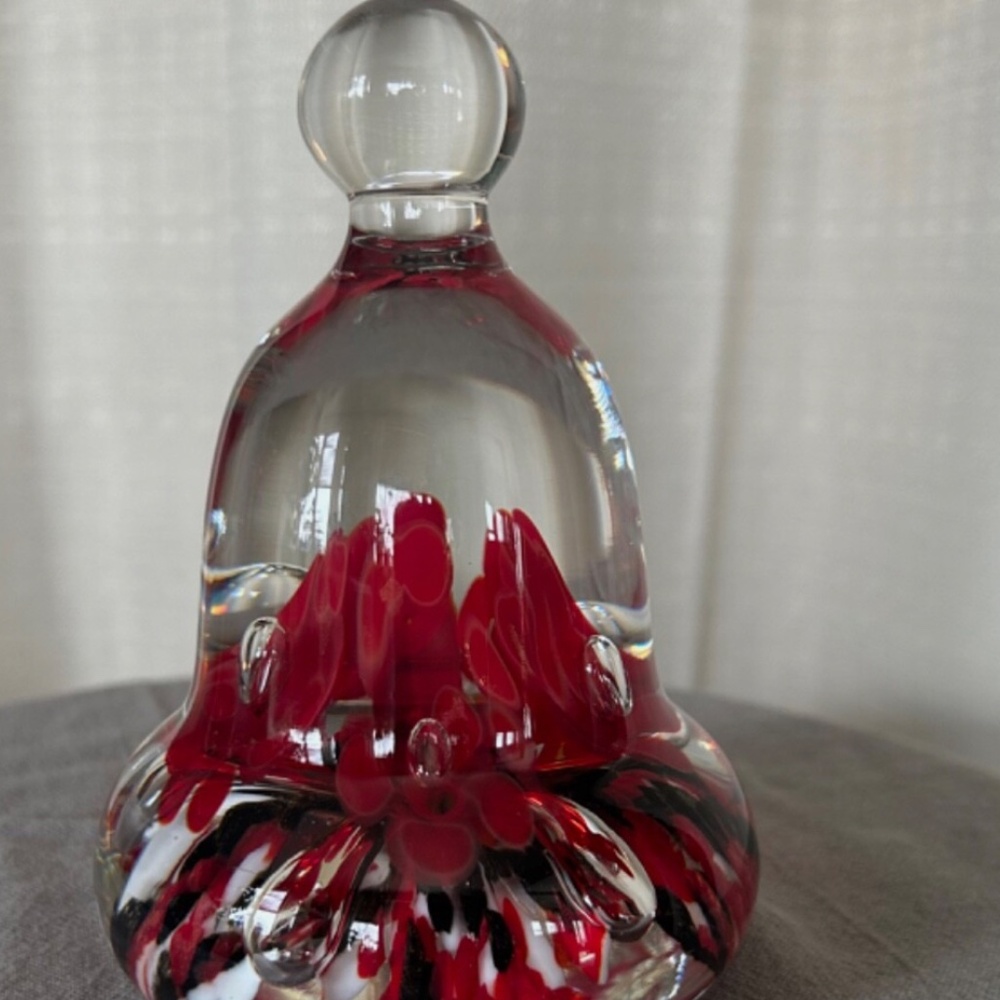 Joe Rice paperweight bell ruby red